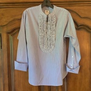 J Crew Thomas Mason Blue/White Stripe Blouse